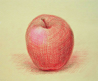 三色で描いたりんご